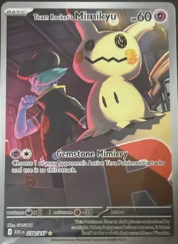 Pokemon Team Rocket's Mimikyu Full Art Holo Psychic Card 048/072 English - Image 1