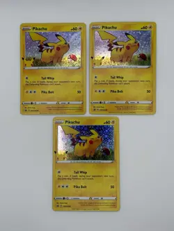 Pokemon Pikachu SWSH039 Holo Promo Card Lot of 3 Near Mint - Image 1