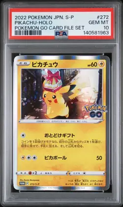 2022 POKEMON JAPANESE S PROMO POKEMON GO CARD FILE SET #272 PIKACHU-HOLO PSA 10 - Image 1