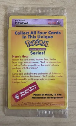 Sealed Mewtwo Pokemon The First Movie WB Promo Black Star 1999 Card WOTC New - Image 3