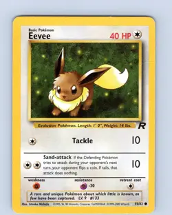 Pokemon TCG Eevee Team Rocket 55/82 Unlimited Common Card WOTC Played HP - Image 1