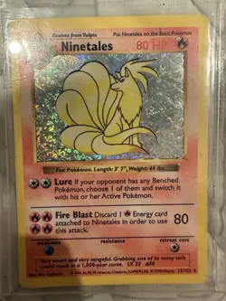 Pokemon Ninetales Base Set Shadowless 012/102 Holo Rare 80 HP English TCG Card - Image 1