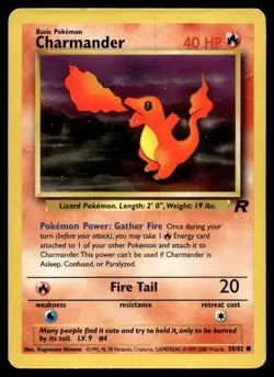 Charmander 50/82 Pokemon Card Team Rocket Common 40 HP Lightly Played F29 - Image 1