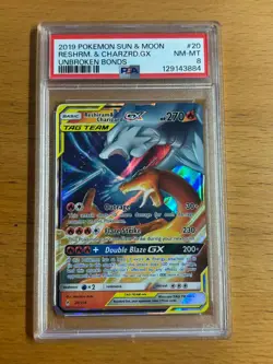 Reshiram & Charizard GX 20/214 Unbroken Bonds PSA 8 NM/Mint Pokemon Card - Image 1