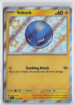 Voltorb 133/091 Paldean Fates Baby Shiny Rare Pokemon TCG Card - Image 1