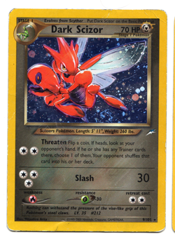 (Heavy Damage) Pokemon Dark Scizor Neo Destiny Holo Rare 70 HP 1 9/105 Card - Image 1