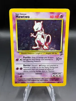 TCG POKEMON MEWTWO HOLO BASE SET 2 10/130 - Image 1
