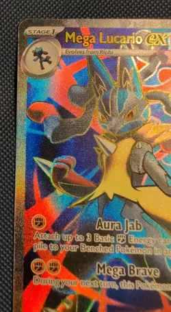 Pokemon Mega Evolution Lucario EX -Holo -Full Art- Ultra Rare- Pack Fresh -Nice - Image 4
