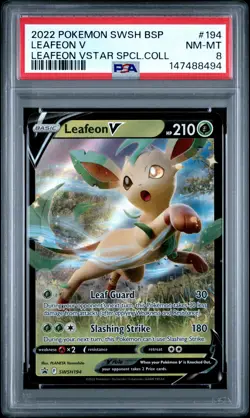 2022 POKEMON SWSH PROMO LEAFEON VSTAR SPECIAL COLLECTION LEAFEON V PSA 8 - Image 1