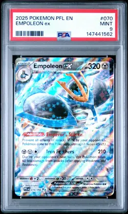 2025 POKEMON PFL EN-PHANTASMAL FLAMES #070 EMPOLEON EX PSA 9 - Image 1