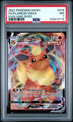 2021 POKEMON SWORD & SHIELD EVOLVING SKIES #018 FULL ART/FLAREON VMAX PSA 7 - Image 1