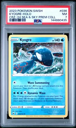 2023 POKEMON SWORD & SHIELD CROWN ZENITH #036 KYOGRE-HOLO PSA 7 - Image 1