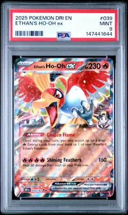 2025 POKEMON DRI EN-DESTINED RIVALS #039 ETHAN'S HO-OH EX PSA 9 - Image 1