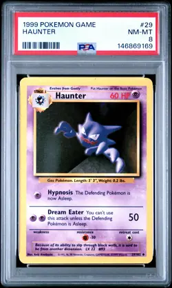 1999 POKEMON BASE SET UNLIMITED #29 HAUNTER PSA 8 - Image 1