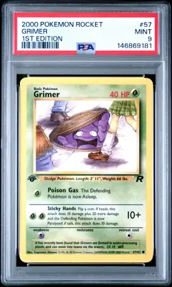 2000 POKEMON ROCKET 1ST EDITION #57 GRIMER PSA 9 - Image 1
