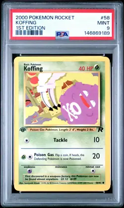 2000 POKEMON ROCKET 1ST EDITION #58 KOFFING PSA 9 - Image 1