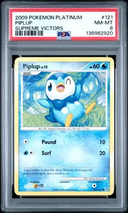 2009 POKEMON PLATINUM SUPREME VICTORS #121 PIPLUP PSA 8 - Image 1