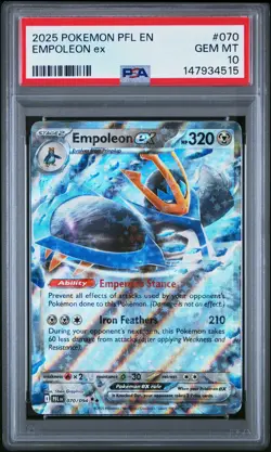 2025 POKEMON PFL EN-PHANTASMAL FLAMES #070 EMPOLEON EX PSA 10 - Image 1