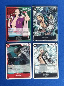 Smoker One Piece TCG 4-card lot ST06 Super Rare+OP10 Leader+more - ships PWE - Image 1