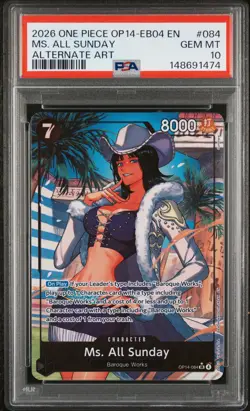 2026 ONE PIECE THE AZURE SEA'S SEVEN ALTERNATE ART #084 MS. ALL SUNDAY PSA 10 - Image 1