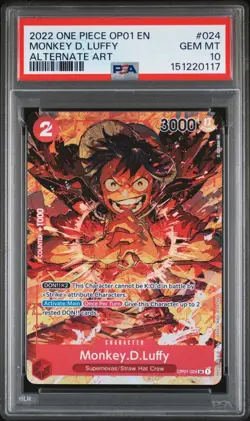 2022 One Piece OP01 Monkey D. Luffy Alternate Art #023 PSA 10 - Image 1