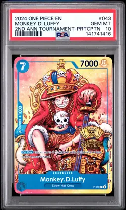 2024 ONE PIECE PROMOS 2ND ANV TOURNAMENT-PARTICIPATION MONKEY D. LUFFY PSA 10 - Image 1