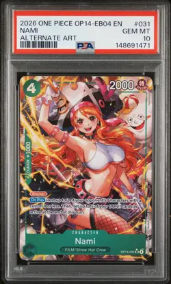 2026 ONE PIECE OP14-EB04-THE AZURE SEA'S SEVEN ALTERNATE ART #031 NAMI PSA 10 - Image 1