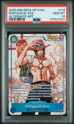 2025 One Piece OP-13 Portgas D. Ace SEC Alt Art PSA 10 GEM MINT - Image 1