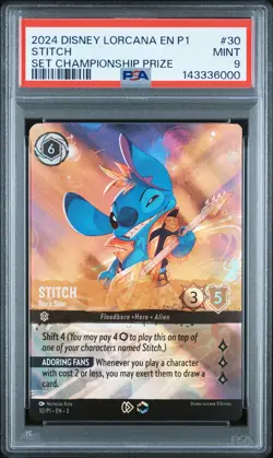 2024 DISNEY LORCANA PROMO THE INKLANDS SET CHAMPIONSHIP PRIZE #30 STITCH PSA 9 - Image 1