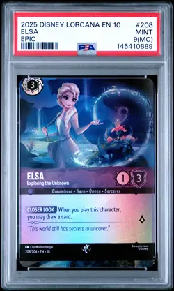 2025 DISNEY LORCANA EN 10-WHISPERS IN THE WELL EPIC #208 ELSA PSA 9 - Image 1