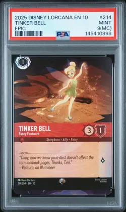 2025 DISNEY LORCANA EN 10-WHISPERS IN THE WELL EPIC #214 TINKER BELL PSA 9 - Image 1