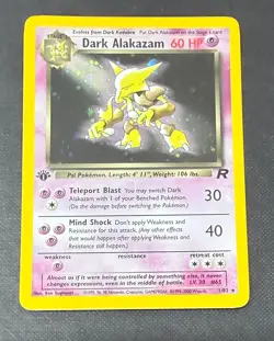 POKEMON DARK ALAKAZAM 1/82 1ST EDITION HOLO TEAM ROCKET NM NO PLAY PACK FRESH - Image 1