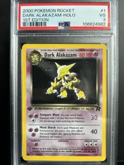 Pokemon TCG Dark Alakazam Team Rocket Holo Rare 1st Edition 1/82 2000 PSA 3 - Image 1