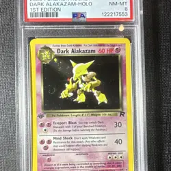 2000 Pokemon Team Rocket Dark Alakazam 1/82 1st Edition Holo Rare PSA 8 w/ Swirl - Image 3