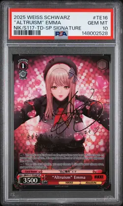 2025 WEISS SCHWARZ GODDESS OF VICTORY: NIKKE #TE16 "ALTRUISM" EMMA PSA 10 - Image 1