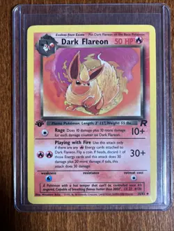 [LP+/NM] 2000 Pokemon Team Rocket Dark Flareon 1st Edition #35/82 Uncommon - Image 1