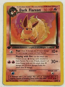 Dark Flareon 1st Edition Uncommon 35/82 MP 2000 Pokemon TCG Team Rocket WOTC - Image 1