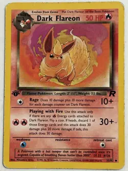 Dark Flareon 1st Edition Uncommon 35/82 MP 2000 Pokemon TCG Team Rocket WOTC - Image 2