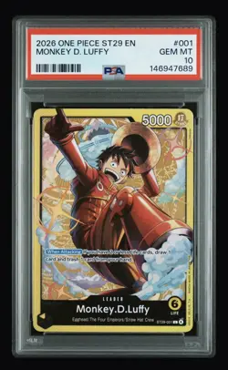 2026 One Piece English Monkey D Luffy ST29-001 Egghead Deck PSA 10 - Image 1