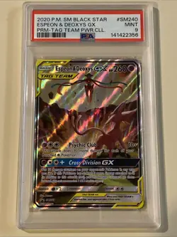 Pokemon TCG Espeon & Deoxys GX SM240 Black Star Promo Holo Card PSA 9! - Image 1