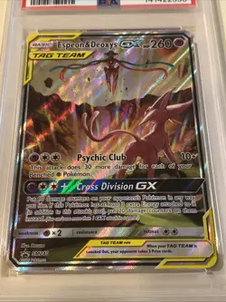 Pokemon TCG Espeon & Deoxys GX SM240 Black Star Promo Holo Card PSA 9! - Image 3
