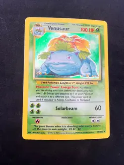 Venusaur 15/102 Base Set Holo Unlimited Rare Card - MP/HP - Image 3