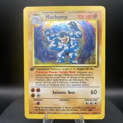 First Edition - Machamp Base Set 8/102 (Holo) Rare (MP-HP) Vintage Pokemon Card - Image 1