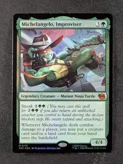 2026 Magic: The Gathering MICHELANGELO, IMPROVISOR #0119 TMNT Foil Mythic Rare - Image 1