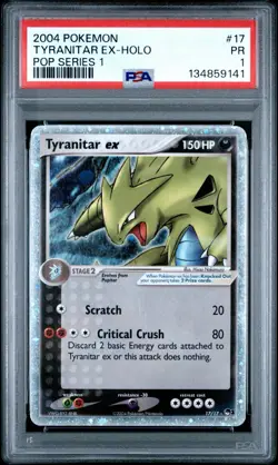 PSA 1 Tyranitar EX #17/17 Pop Series 1 Holo Foil Rare 2004 Pokemon PR - Image 1