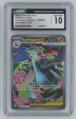 2025 Pokemon Phantasmal Flames Mega Charizard X ex CGC 10 Ultra Rare Holo #109 B - Image 1