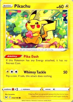 Pikachu 052/196 Common Lost Origin Pokemon TCG NM (SKU 1-5) - Image 1