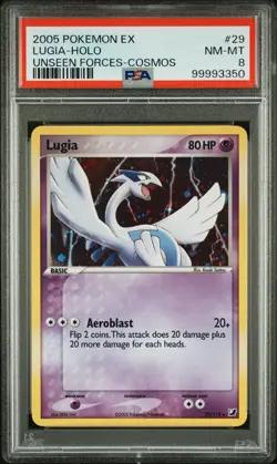 Pokemon 2005 Lugia Cosmos Holo Unseen Forces PSA NM-MINT 8 - Image 1