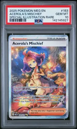 2025 Pokemon Mega Evolutions Acerola's Mischief SIR #183 PSA 10 - Image 1