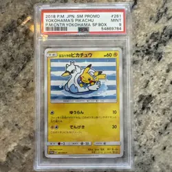 2018 POKEMON JPN SM PROMO #281 YOKOHAMA'S PIKACHU PSA 9 - Image 1